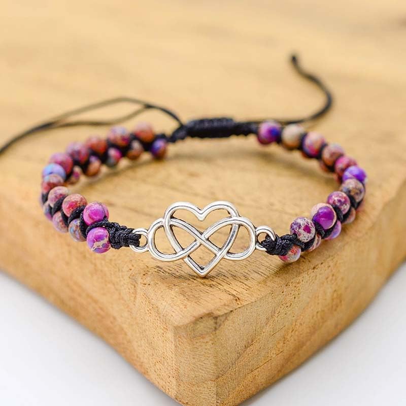 DivaGlamz To My Granddaughter-Infinity Forever Love Heart Bracelet, Natural Emperor Stone Double Layer Purple Beaded Woven Wrap Bracelets Adjustable Mind Peace Gift Jewelry - Image 5